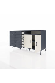 Kronos Konsol 2 Raflı 5 Çekmeceli 2 Kapaklı 176x59x99 Antrasit-Aytaşı/Antrasit