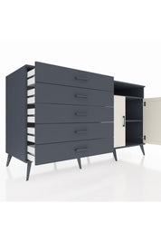 Kronos Konsol 2 Raflı 5 Çekmeceli 2 Kapaklı 176x59x99 Antrasit-Aytaşı/Antrasit