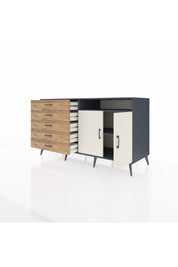 Kronos Konsol 2 Raflı 5 Çekmeceli 2 Kapaklı 176x59x99 Antrasit-Aytaşı/Çam