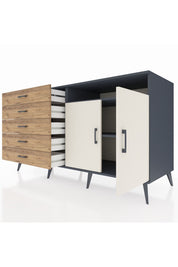 Kronos Konsol 2 Raflı 5 Çekmeceli 2 Kapaklı 176x59x99 Antrasit-Aytaşı/Çam