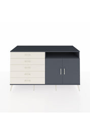 Kronos Konsol 2 Raflı 5 Çekmeceli 2 Kapaklı 176x59x99 Antrasit-Antrasit/Aytaşı