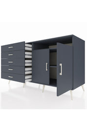 Kronos Konsol 2 Raflı 5 Çekmeceli 2 Kapaklı 176x59x99 Antrasit-Antrasit