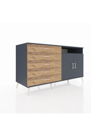 Kronos Konsol 2 Raflı 5 Çekmeceli 2 Kapaklı 176x59x99 Antrasit-Antrasit/Çam