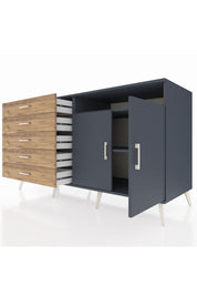 Kronos Konsol 2 Raflı 5 Çekmeceli 2 Kapaklı 176x59x99 Antrasit-Antrasit/Çam