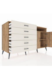 Kronos Konsol 2 Raflı 5 Çekmeceli 2 Kapaklı 176x59x99 Çam-Çam/Aytaşı