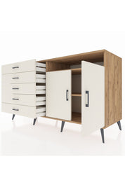 Kronos Konsol 2 Raflı 5 Çekmeceli 2 Kapaklı 176x59x99 Çam-Aytaşı