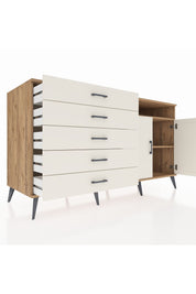 Kronos Konsol 2 Raflı 5 Çekmeceli 2 Kapaklı 176x59x99 Çam-Aytaşı