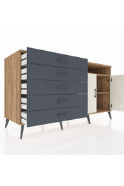 Kronos Konsol 2 Raflı 5 Çekmeceli 2 Kapaklı 176x59x99 Çam-Aytaşı/Antrasit