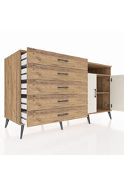 Kronos Konsol 2 Raflı 5 Çekmeceli 2 Kapaklı 176x59x99 Çam-Aytaşı/Çam