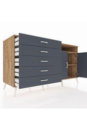 Kronos Konsol 2 Raflı 5 Çekmeceli 2 Kapaklı 176x59x99 Çam-Antrasit