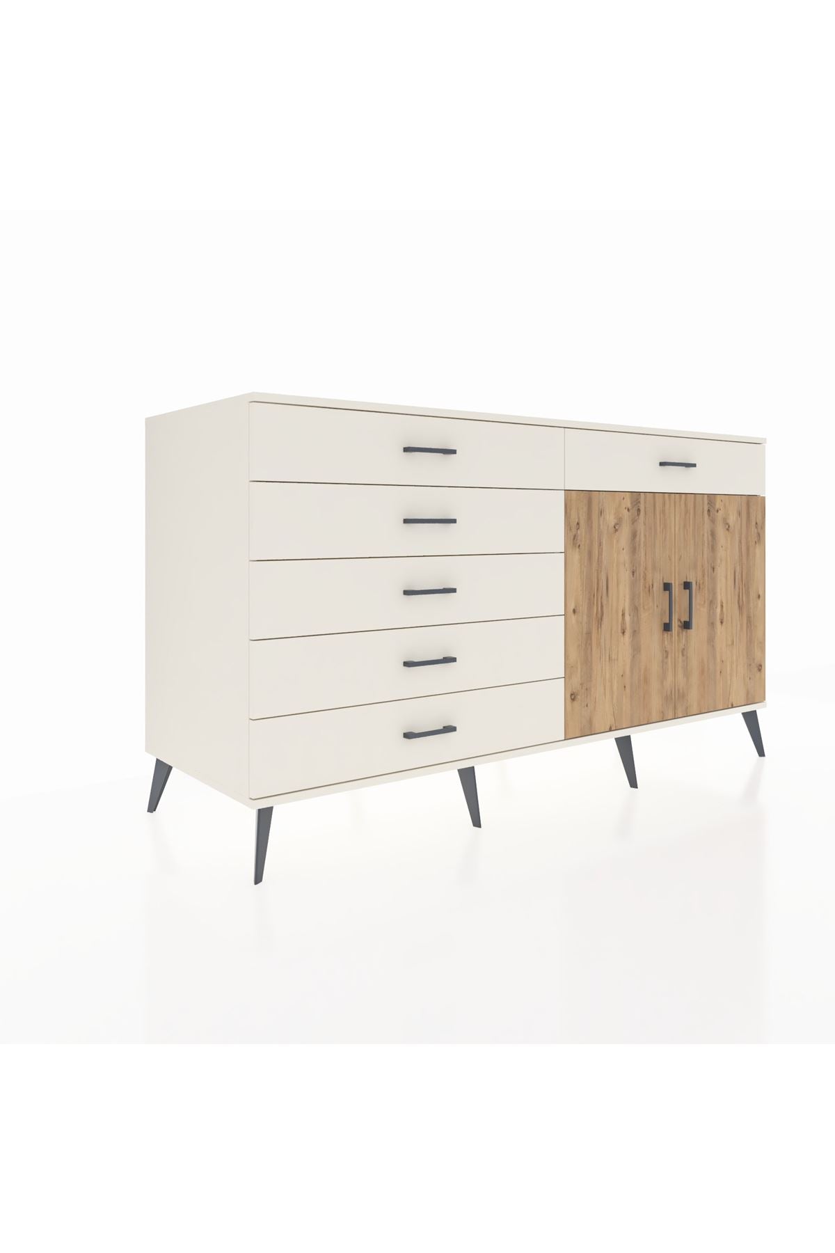 Kronos Konsol Tek Raflı 6 Çekmeceli 2 Kapaklı 176x59x99 Aytaşı-Çam/Aytaşı