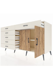 Kronos Konsol Tek Raflı 6 Çekmeceli 2 Kapaklı 176x59x99 Aytaşı-Çam/Aytaşı