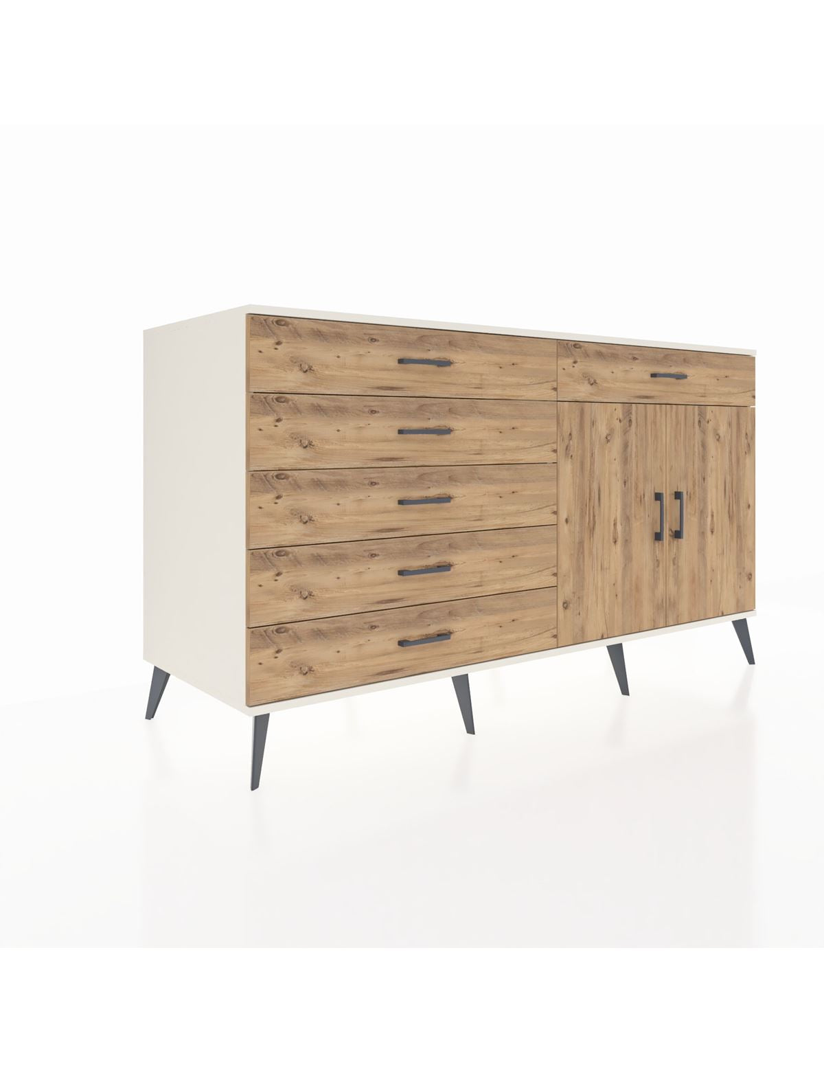 Kronos Konsol Tek Raflı 6 Çekmeceli 2 Kapaklı 176x59x99 Aytaşı-Çam