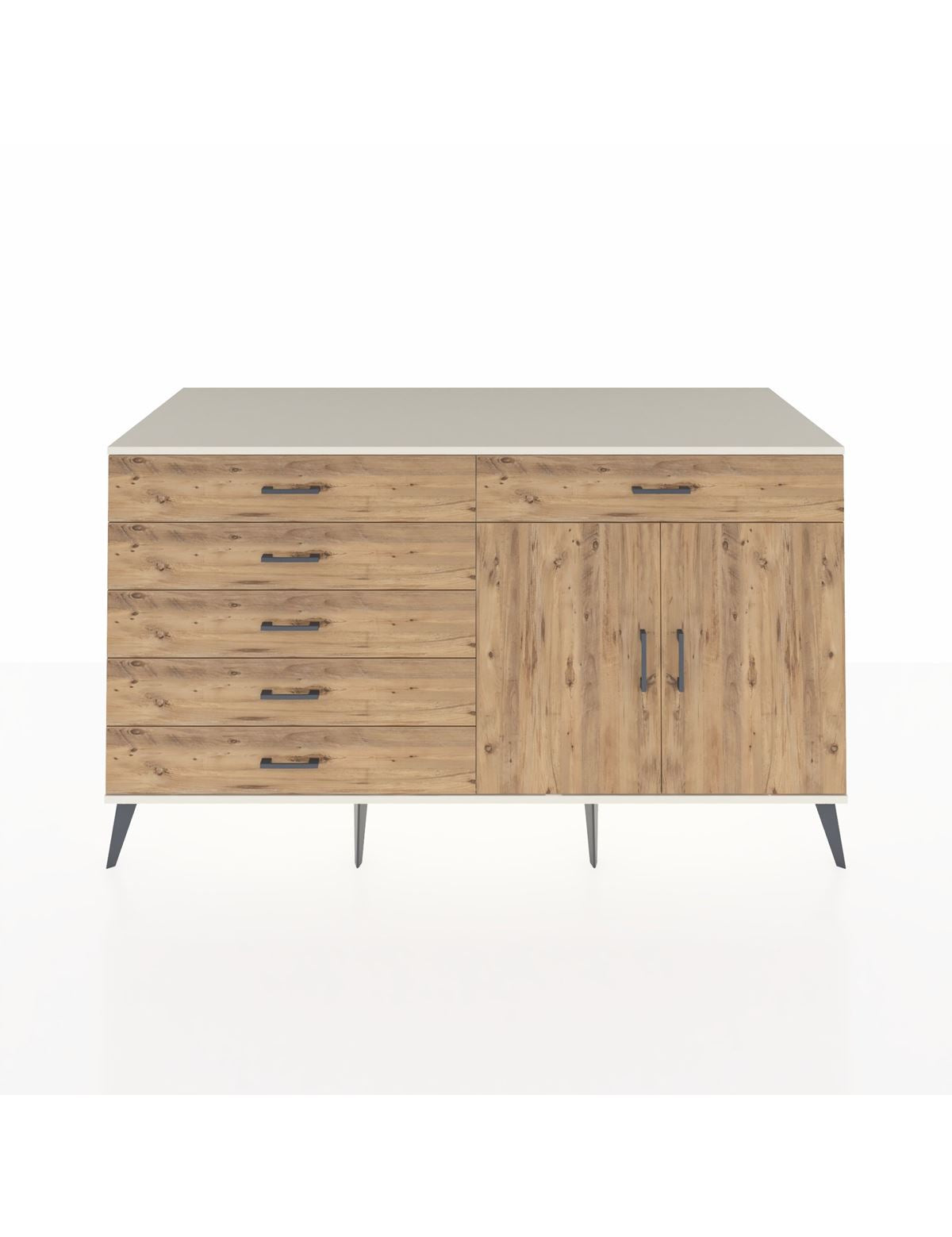 Kronos Konsol Tek Raflı 6 Çekmeceli 2 Kapaklı 176x59x99 Aytaşı-Çam