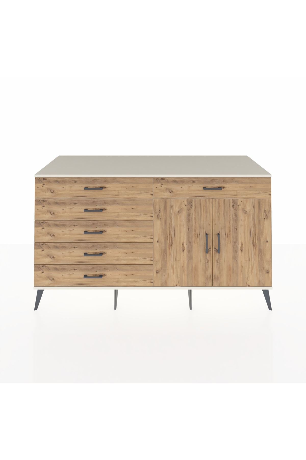 Kronos Konsol Tek Raflı 6 Çekmeceli 2 Kapaklı 176x59x99 Aytaşı-Çam