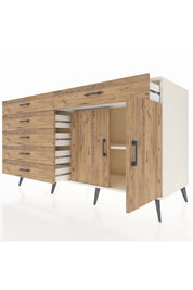 Kronos Konsol Tek Raflı 6 Çekmeceli 2 Kapaklı 176x59x99 Aytaşı-Çam