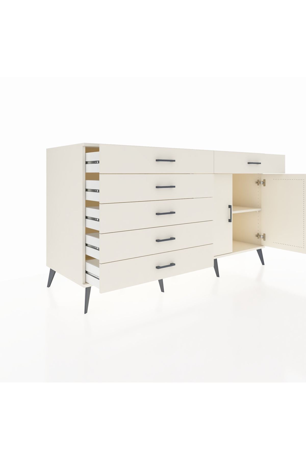 Kronos Konsol Tek Raflı 6 Çekmeceli 2 Kapaklı 176x59x99 Aytaşı-Aytaşı