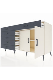 Kronos Konsol Tek Raflı 6 Çekmeceli 2 Kapaklı 176x59x99 Aytaşı-Aytaşı/Antrasit