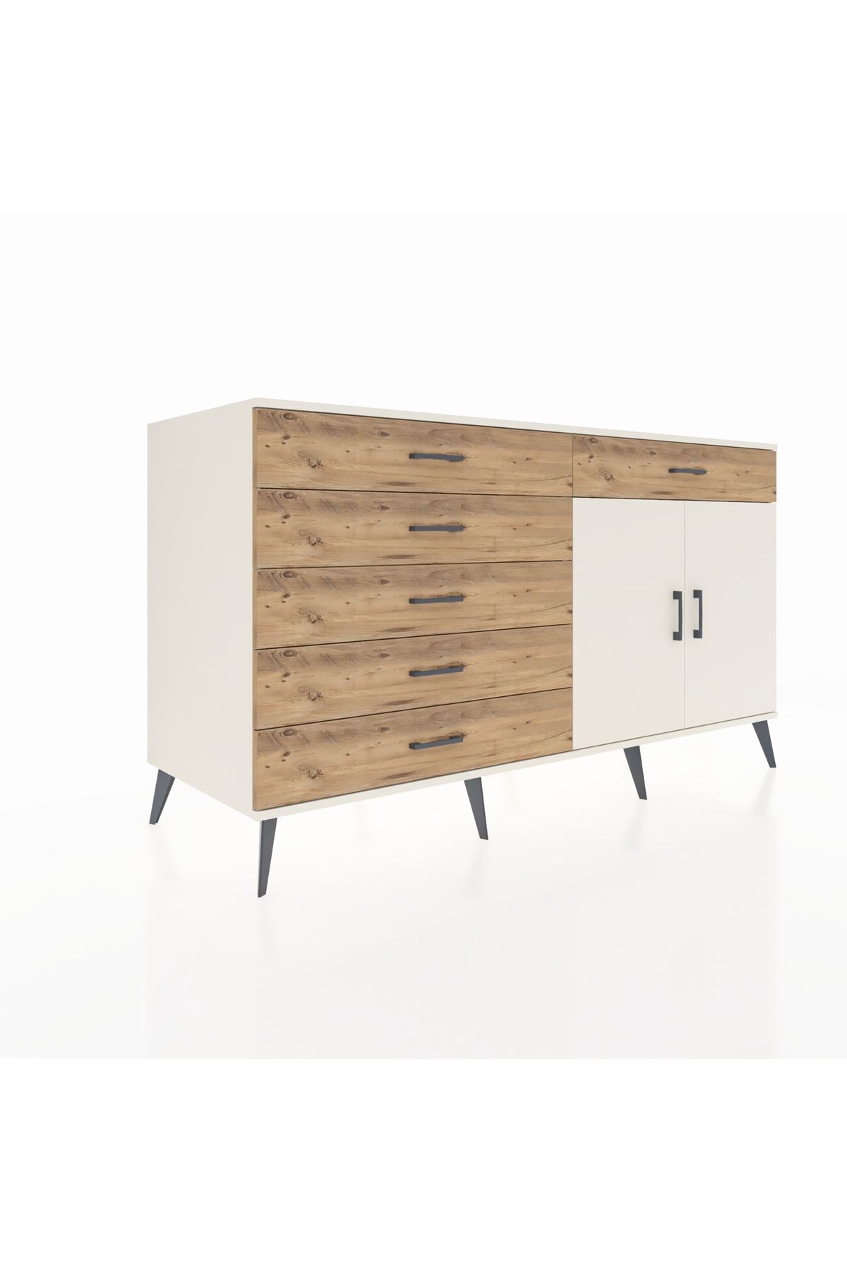 Kronos Konsol Tek Raflı 6 Çekmeceli 2 Kapaklı 176x59x99 Aytaşı-Aytaşı/Çam