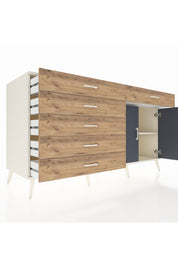 Kronos Konsol Tek Raflı 6 Çekmeceli 2 Kapaklı 176x59x99 Aytaşı-Antrasit/Çam