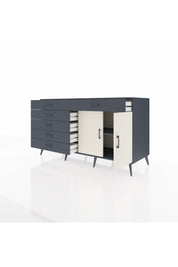 Kronos Konsol Tek Raflı 6 Çekmeceli 2 Kapaklı 176x59x99 Antrasit-Aytaşı/Antrasit