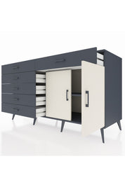 Kronos Konsol Tek Raflı 6 Çekmeceli 2 Kapaklı 176x59x99 Antrasit-Aytaşı/Antrasit