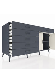 Kronos Konsol Tek Raflı 6 Çekmeceli 2 Kapaklı 176x59x99 Antrasit-Aytaşı/Antrasit