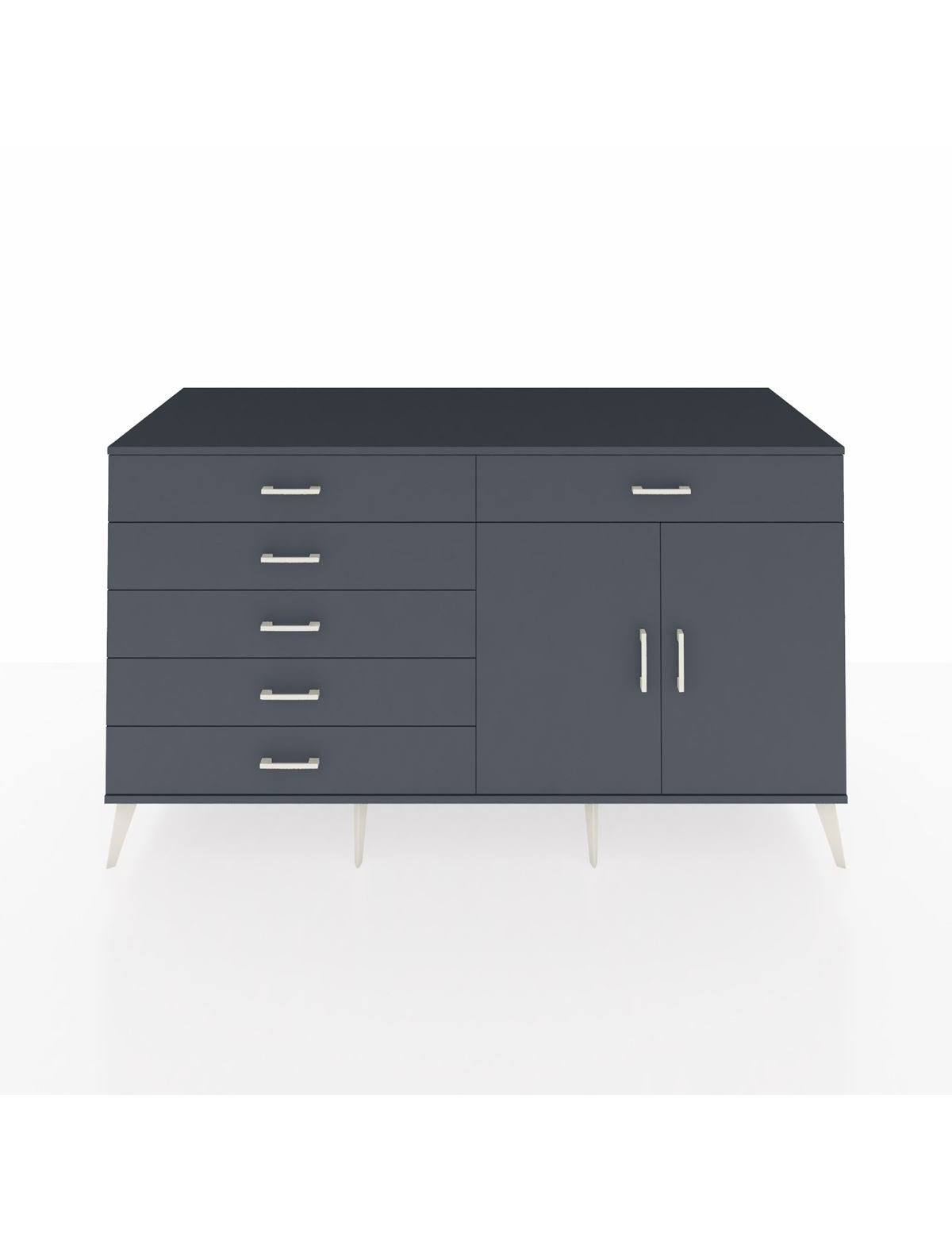 Kronos Konsol Tek Raflı 6 Çekmeceli 2 Kapaklı 176x59x99 Antrasit-Antrasit