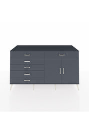 Kronos Konsol Tek Raflı 6 Çekmeceli 2 Kapaklı 176x59x99 Antrasit-Antrasit