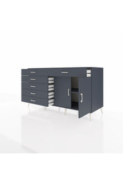 Kronos Konsol Tek Raflı 6 Çekmeceli 2 Kapaklı 176x59x99 Antrasit-Antrasit