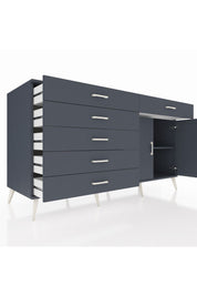 Kronos Konsol Tek Raflı 6 Çekmeceli 2 Kapaklı 176x59x99 Antrasit-Antrasit