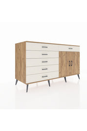 Kronos Konsol Tek Raflı 6 Çekmeceli 2 Kapaklı 176x59x99 Çam-Çam/Aytaşı