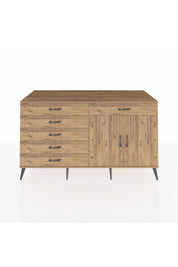 Kronos Konsol Tek Raflı 6 Çekmeceli 2 Kapaklı 176x59x99 Çam-Çam