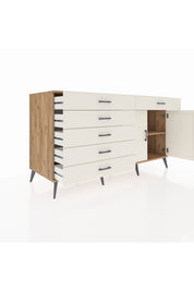 Kronos Konsol Tek Raflı 6 Çekmeceli 2 Kapaklı 176x59x99 Çam-Aytaşı