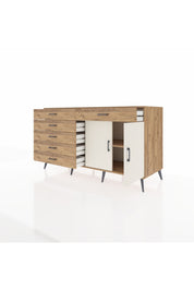 Kronos Konsol Tek Raflı 6 Çekmeceli 2 Kapaklı 176x59x99 Çam-Aytaşı/Çam