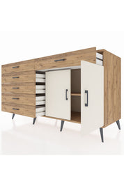 Kronos Konsol Tek Raflı 6 Çekmeceli 2 Kapaklı 176x59x99 Çam-Aytaşı/Çam