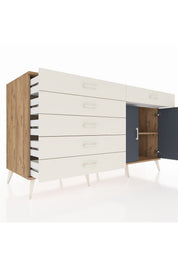 Kronos Konsol Tek Raflı 6 Çekmeceli 2 Kapaklı 176x59x99 Çam-Antrasit/Aytaşı