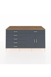 Kronos Konsol Tek Raflı 6 Çekmeceli 2 Kapaklı 176x59x99 Çam-Antrasit