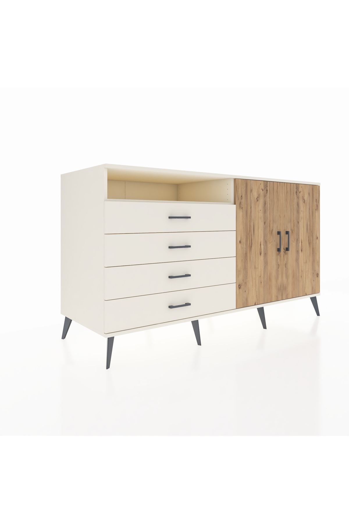 Kronos Konsol 3 Raflı 4 Çekmeceli 2 Kapaklı 176x59x99 Aytaşı-Çam/Aytaşı