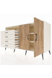 Kronos Konsol 3 Raflı 4 Çekmeceli 2 Kapaklı 176x59x99 Aytaşı-Çam/Aytaşı