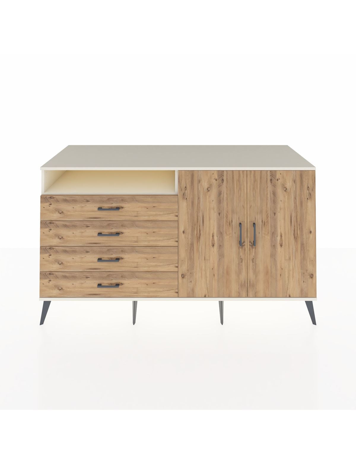 Kronos Konsol 3 Raflı 4 Çekmeceli 2 Kapaklı 176x59x99 Aytaşı-Çam