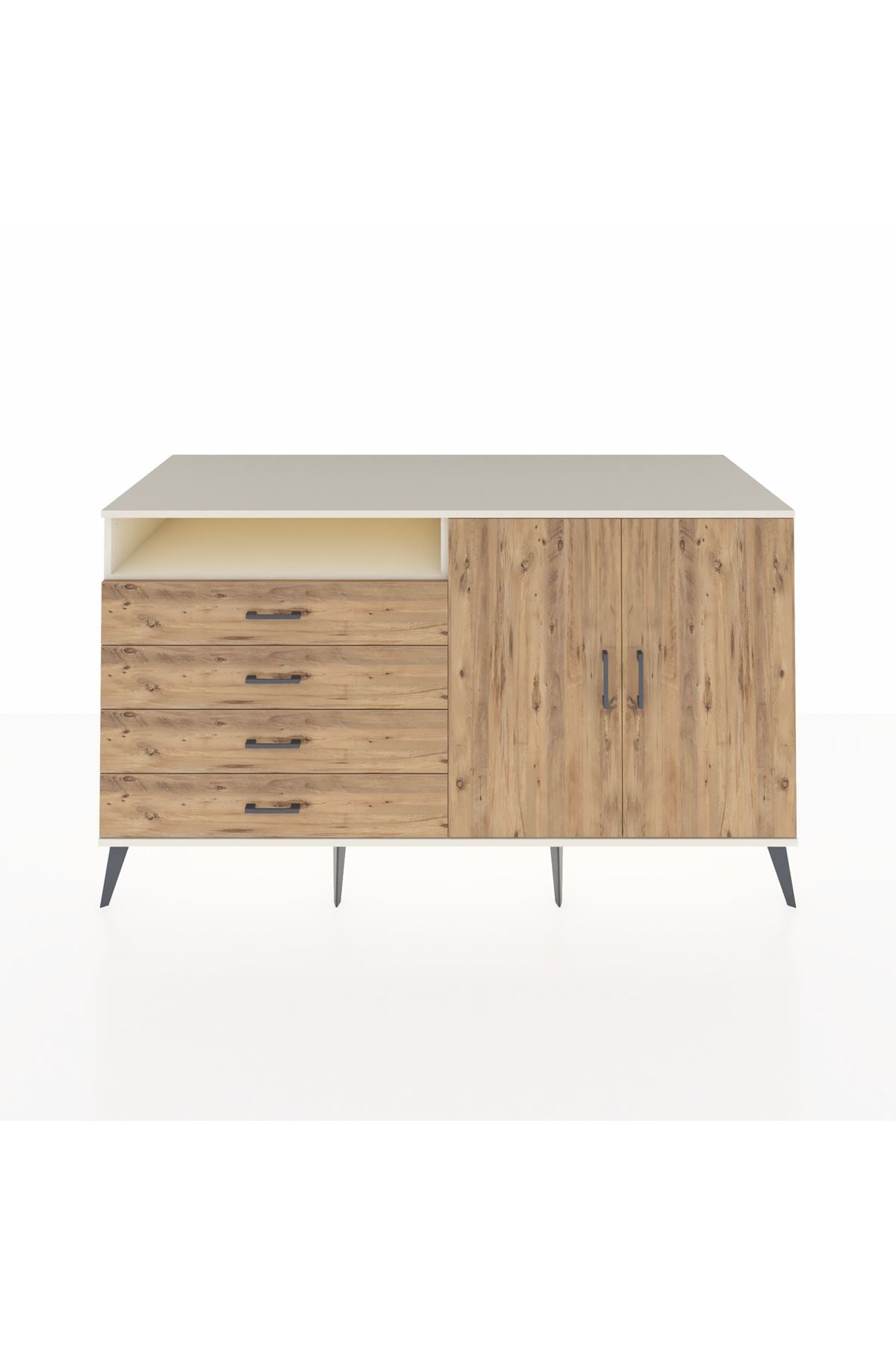 Kronos Konsol 3 Raflı 4 Çekmeceli 2 Kapaklı 176x59x99 Aytaşı-Çam