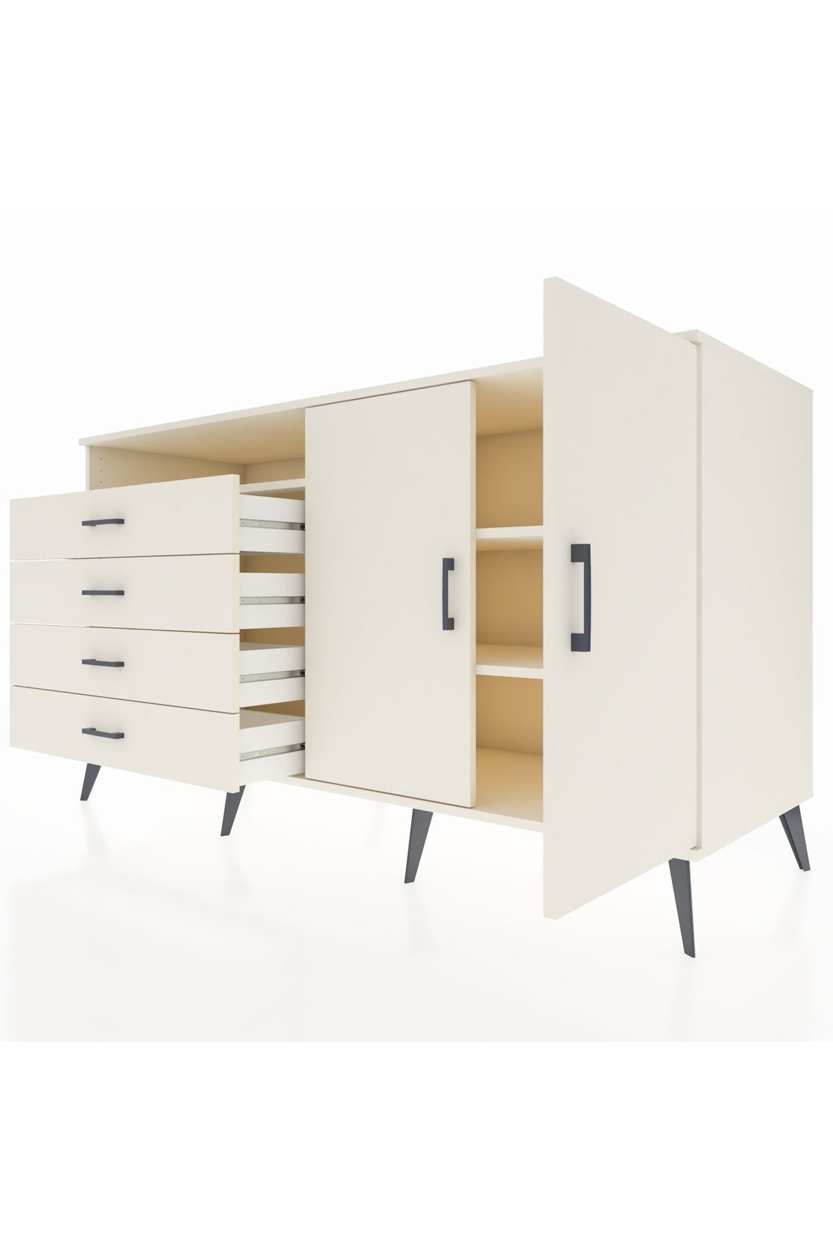 Kronos Konsol 3 Raflı 4 Çekmeceli 2 Kapaklı 176x59x99 Aytaşı-Aytaşı