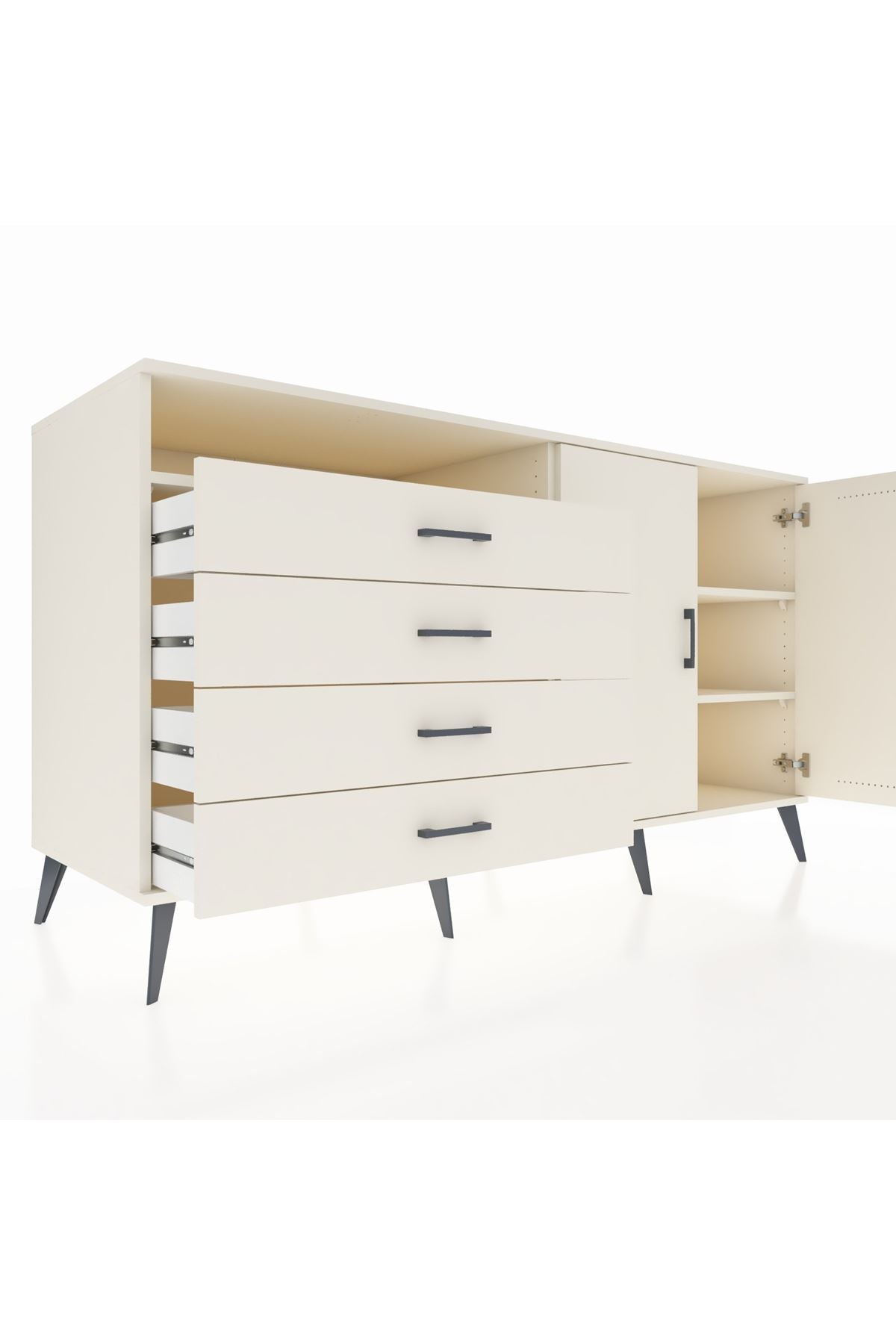 Kronos Konsol 3 Raflı 4 Çekmeceli 2 Kapaklı 176x59x99 Aytaşı-Aytaşı