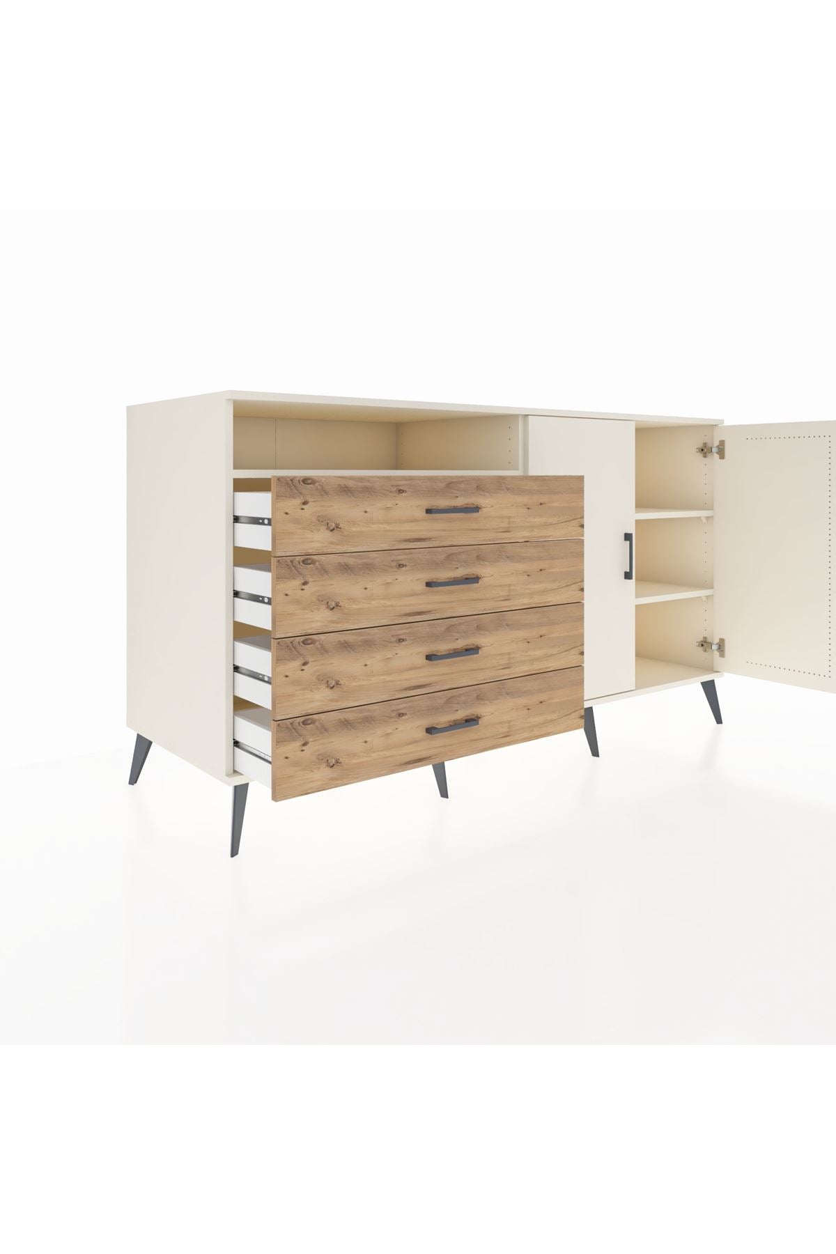 Kronos Konsol 3 Raflı 4 Çekmeceli 2 Kapaklı 176x59x99 Aytaşı-Aytaşı/Çam