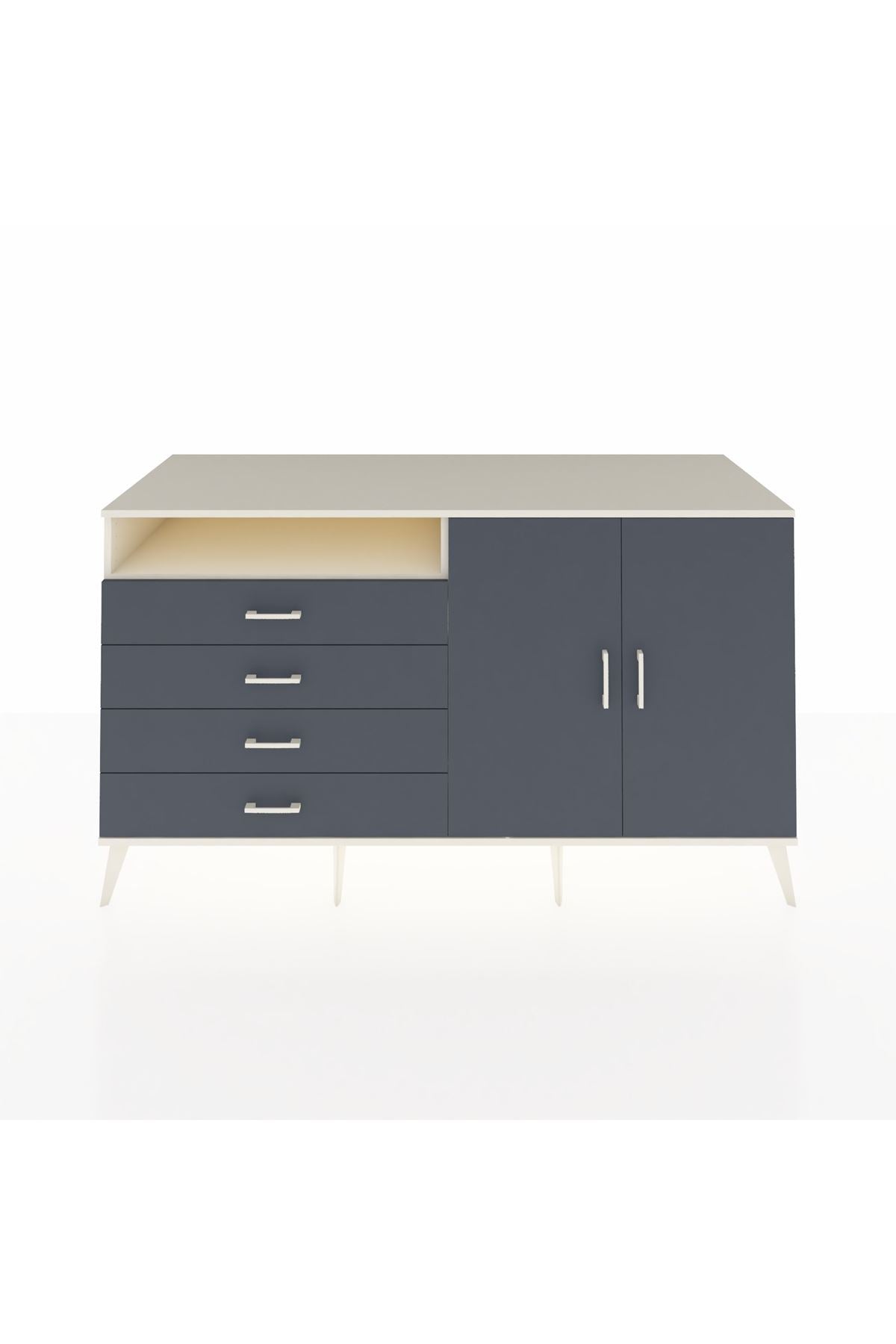 Kronos Konsol 3 Raflı 4 Çekmeceli 2 Kapaklı 176x59x99 Aytaşı-Antrasit