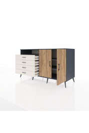 Kronos Konsol 3 Raflı 4 Çekmeceli 2 Kapaklı 176x59x99 Antrasit-Çam/Aytaşı