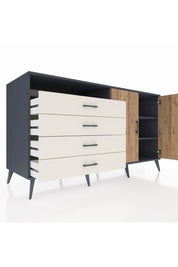 Kronos Konsol 3 Raflı 4 Çekmeceli 2 Kapaklı 176x59x99 Antrasit-Çam/Aytaşı