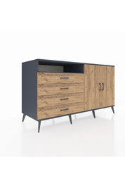 Kronos Konsol 3 Raflı 4 Çekmeceli 2 Kapaklı 176x59x99 Antrasit-Çam