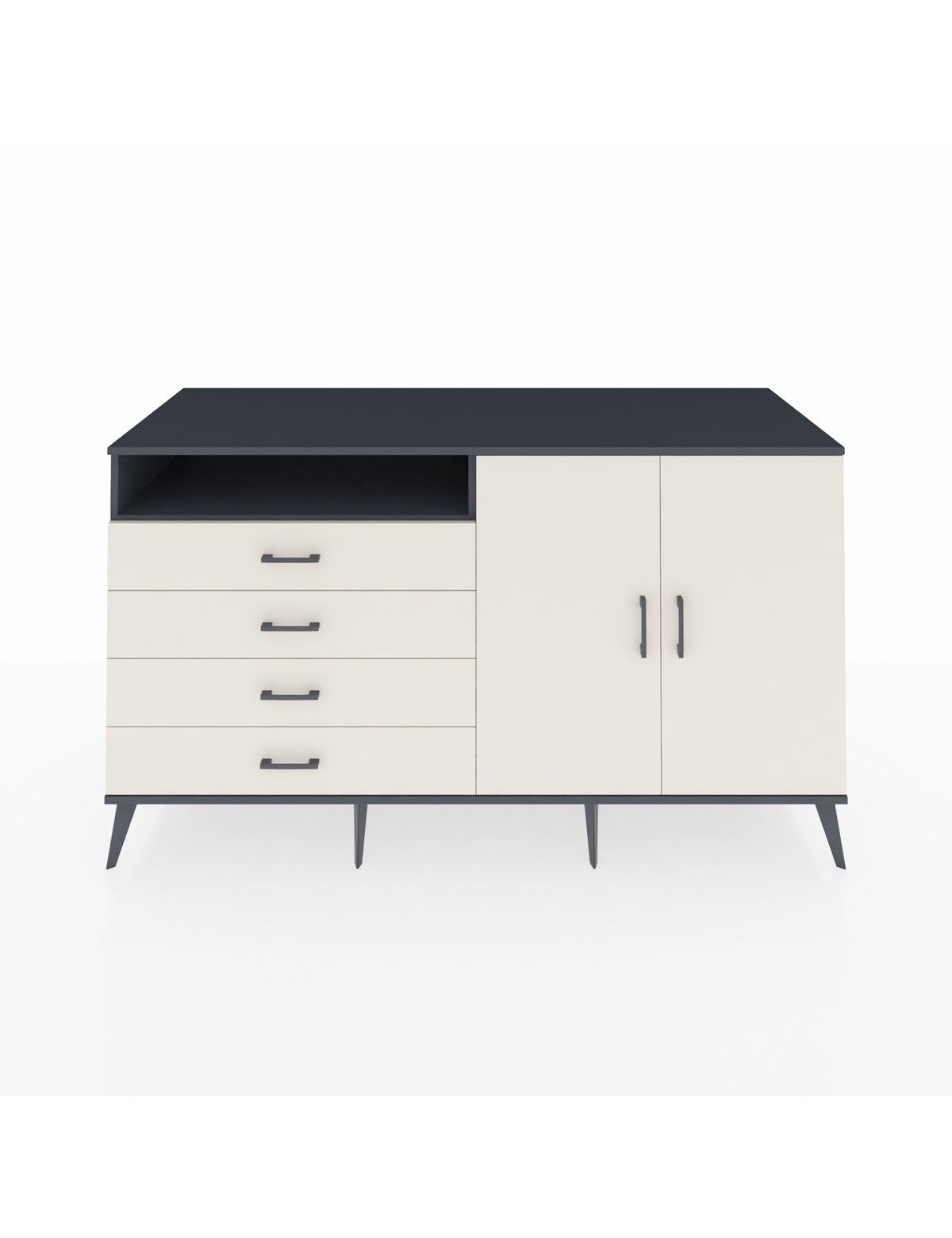 Kronos Konsol 3 Raflı 4 Çekmeceli 2 Kapaklı 176x59x99 Antrasit-Aytaşı